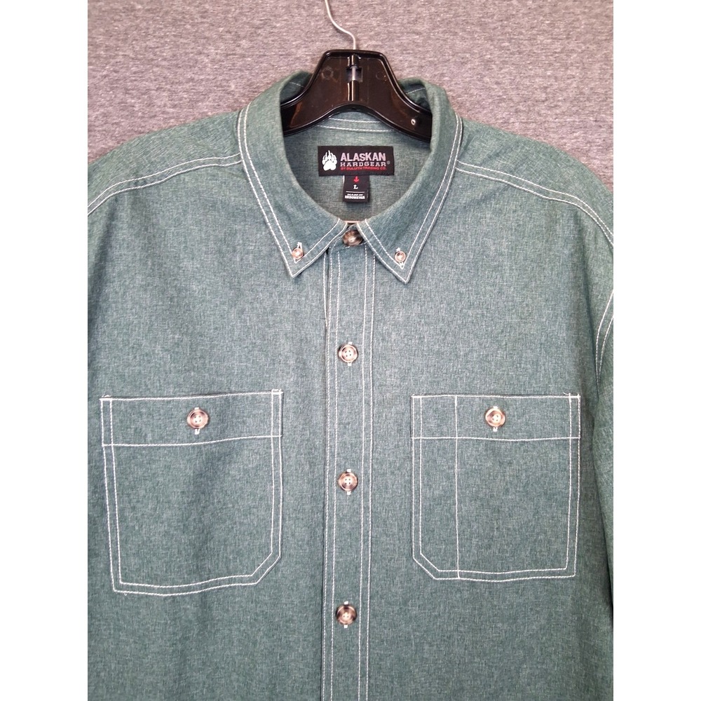 Duluth Mens Shirt L Green Alaskan Hardgear Bush Pilot Moisture Wicking Gusset